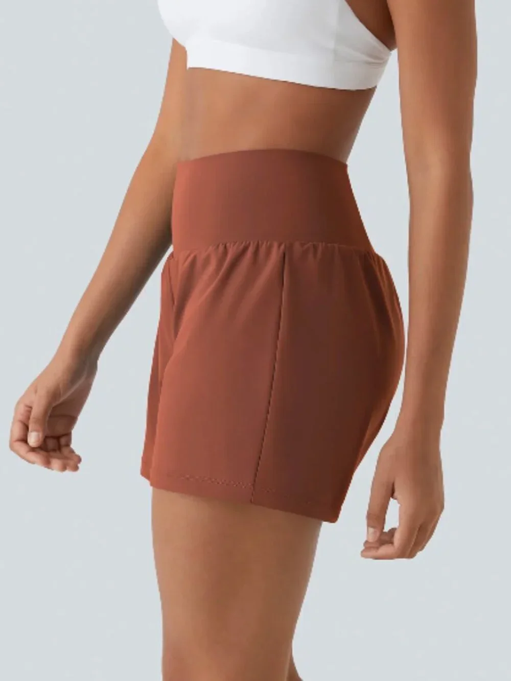 High Waisted 2-in-1 Cool Touch Yoga Shorts 5'' with Pockets-Longer Length - Picture 3 of 6